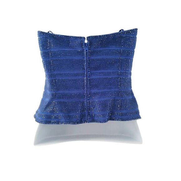 Vintage Lavender/Blue Corset Top | Hand Embellished with Blue Iridescent Beads | - Picture 9 of 11
